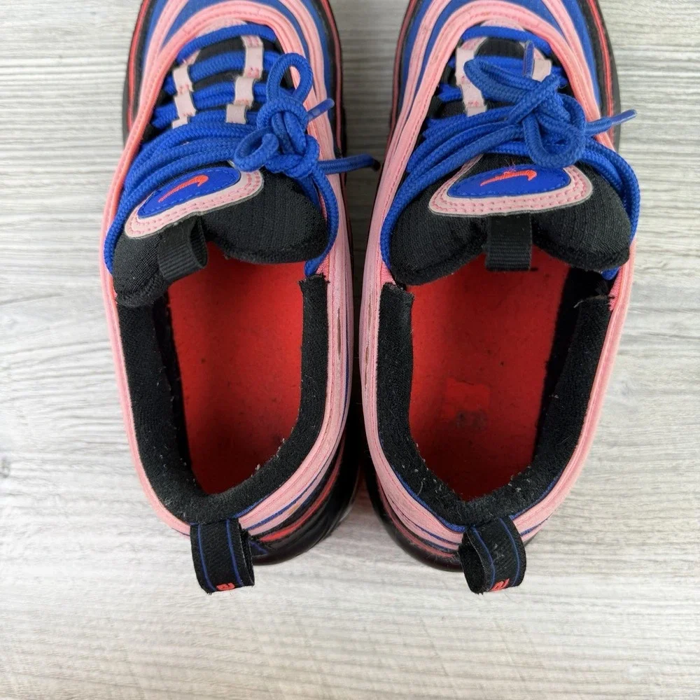 Nike Air Max 97 (GS) Low Top Sneakers Black Flash Crimson Racer Blue 7Y